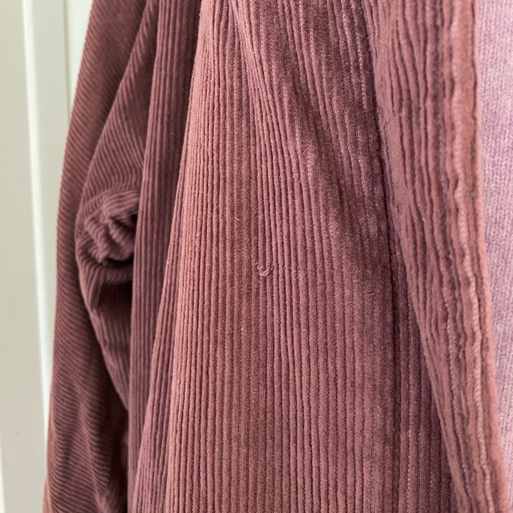 Rare Vintage Eddie Bauer Corduroy Barn Chore Coat Knit Collar Cuffs Mauve 80s - Picture 7 of 8